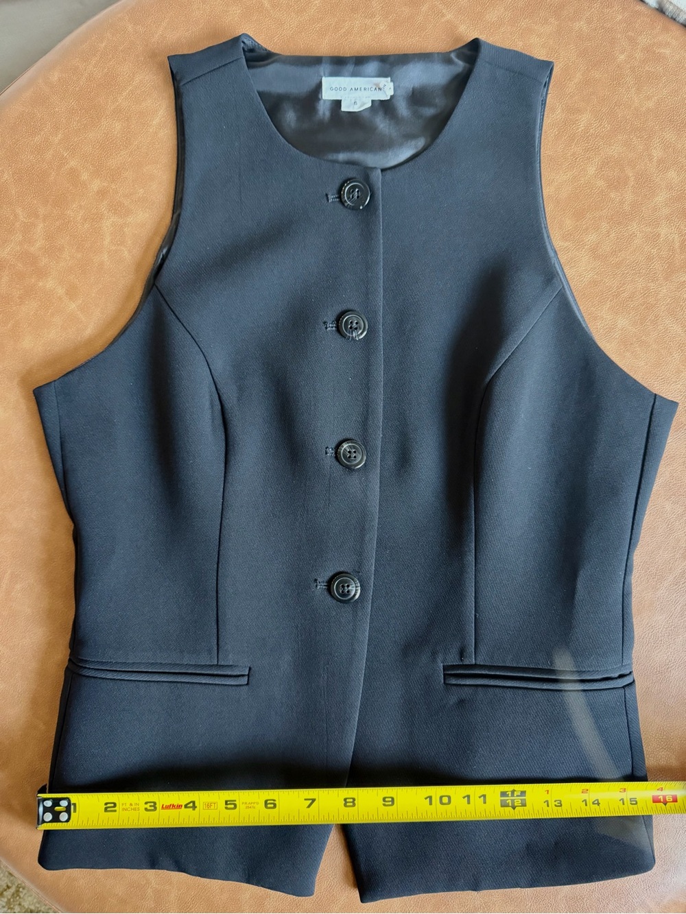 Good American Luxe Suit Sculpted Vest Black Size S $139 - Picture 7 of 10